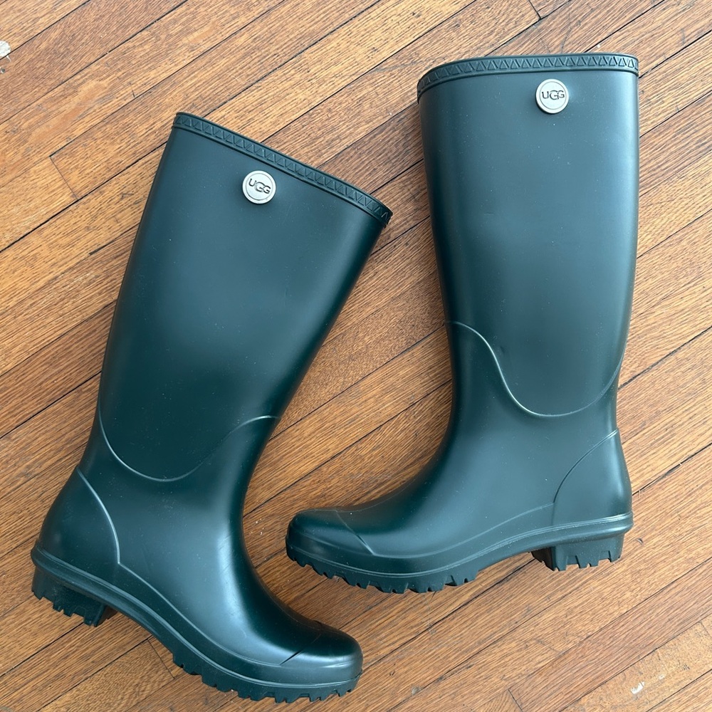 UGG Tall Waterproof Rain Boots in Deep Green